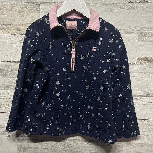 Girls Size XS (Fits Like 6/7) Joules Navy Star Quarter Zip Pullover - Good Used Condition