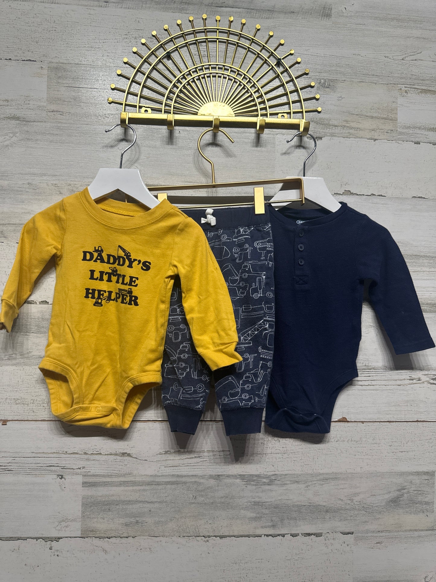 Boys Size 12m Navy/Yellow Clothing Lot (3 pieces) - Play Condition**