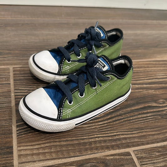 Boys Size 10 toddler Converse - green / blue - very good used condition