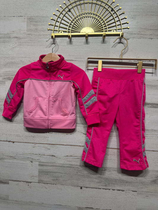 Girls Size 18m Puma Pink Track Suit - Play Condition**