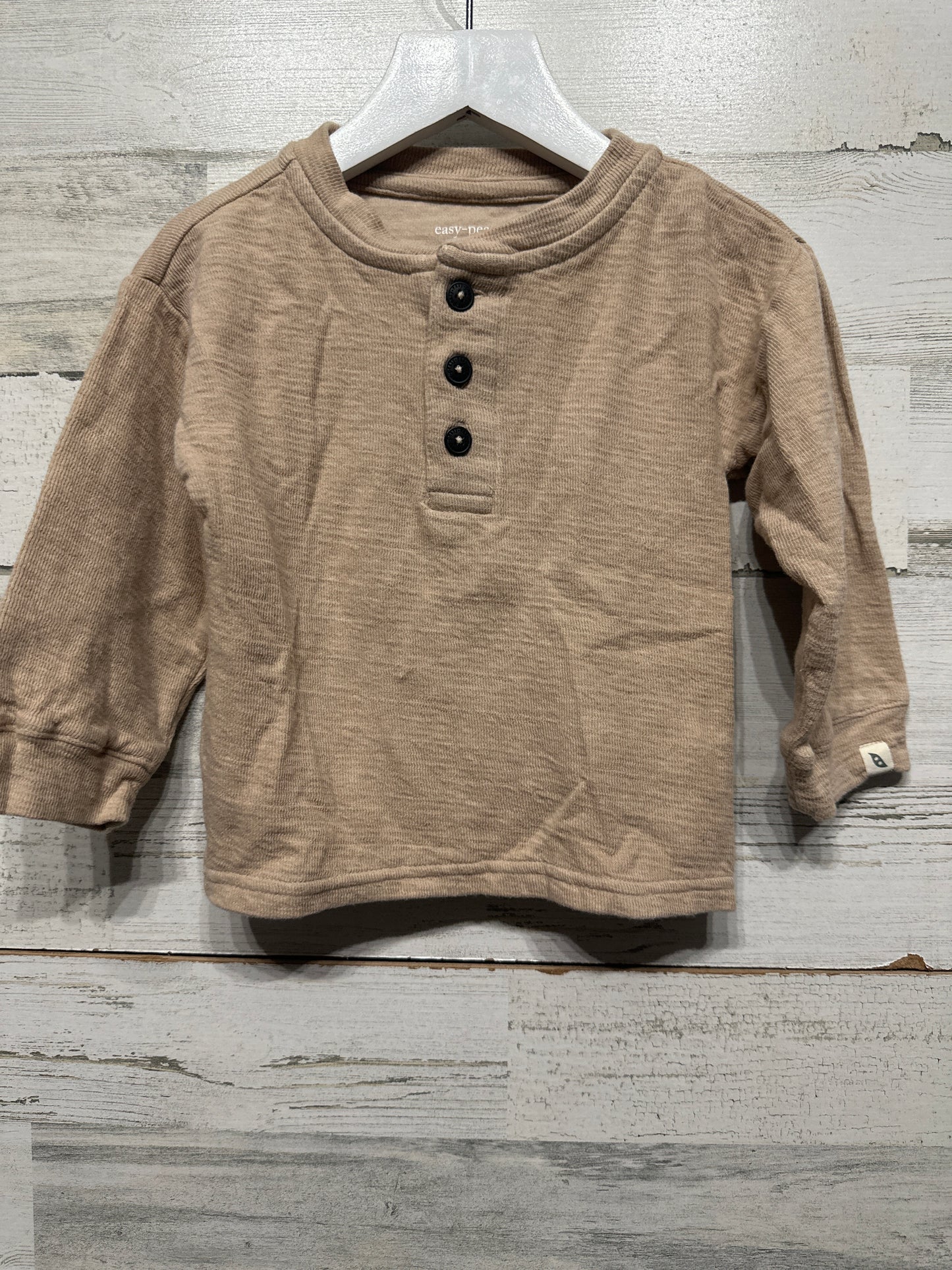 Boys Preowned Size 2t Easy Peasy Organic Cotton Long Sleeve Henley Shirt - Good Used Condition