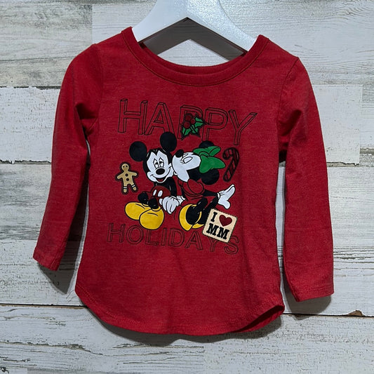 Girls Size 2t happy holidays mickey&minnie tee - good used condition