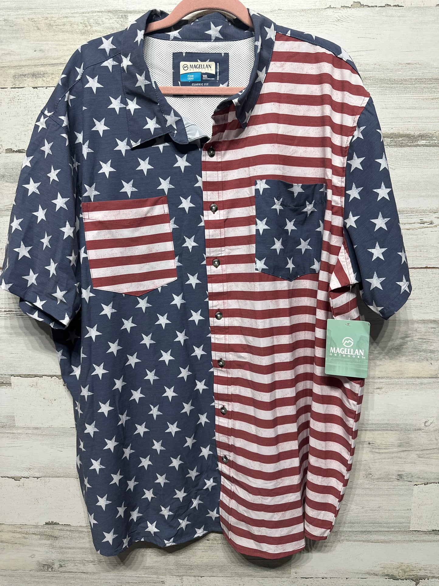 Magellan Fish Gear UPF 30 Americana Flag Shirt Men’s 3XL NWT