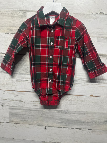 Size 18m Carter's Holiday Plaid Button Up Bodysuit- Very Good Used Condition
