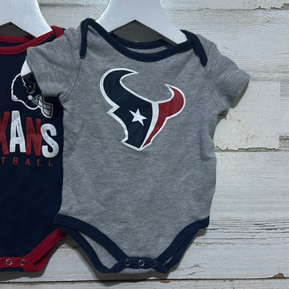 Boys Size 3-6m Texans onesie lot (3 pieces) - good used condition