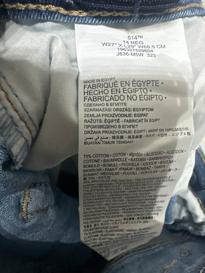 Size 14 Regular Boys 27x29 Levi's Performance 514 Straight Jeans - Very Good Used Condition