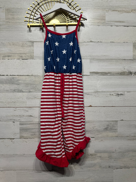 Girls Size 8-9 Red White and Blue Romper - Good Used Condition