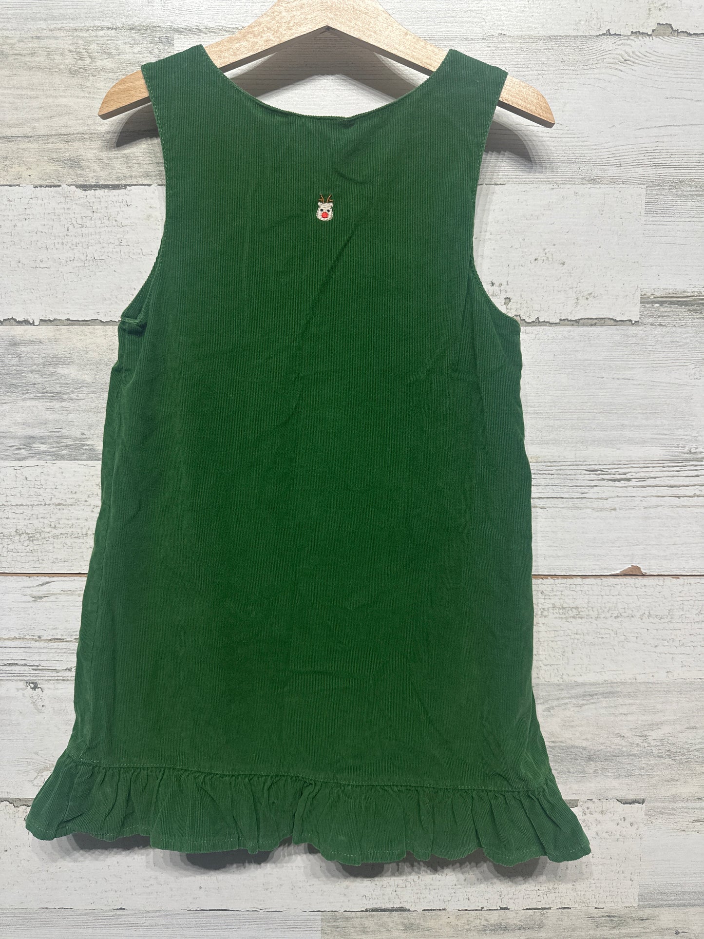 Girls Size 4 Luigi Kids Green Cord Holiday Reindeer Embroidered Dress - Very Good Used Condition