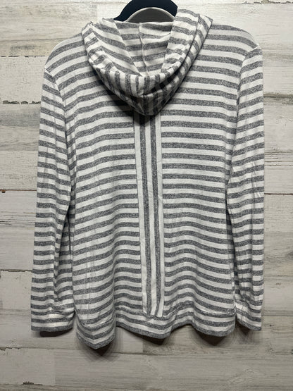Women’s Medium Market & Spruce Soft Grey Striped Lightweight Hoodie - Very Good Used Condition