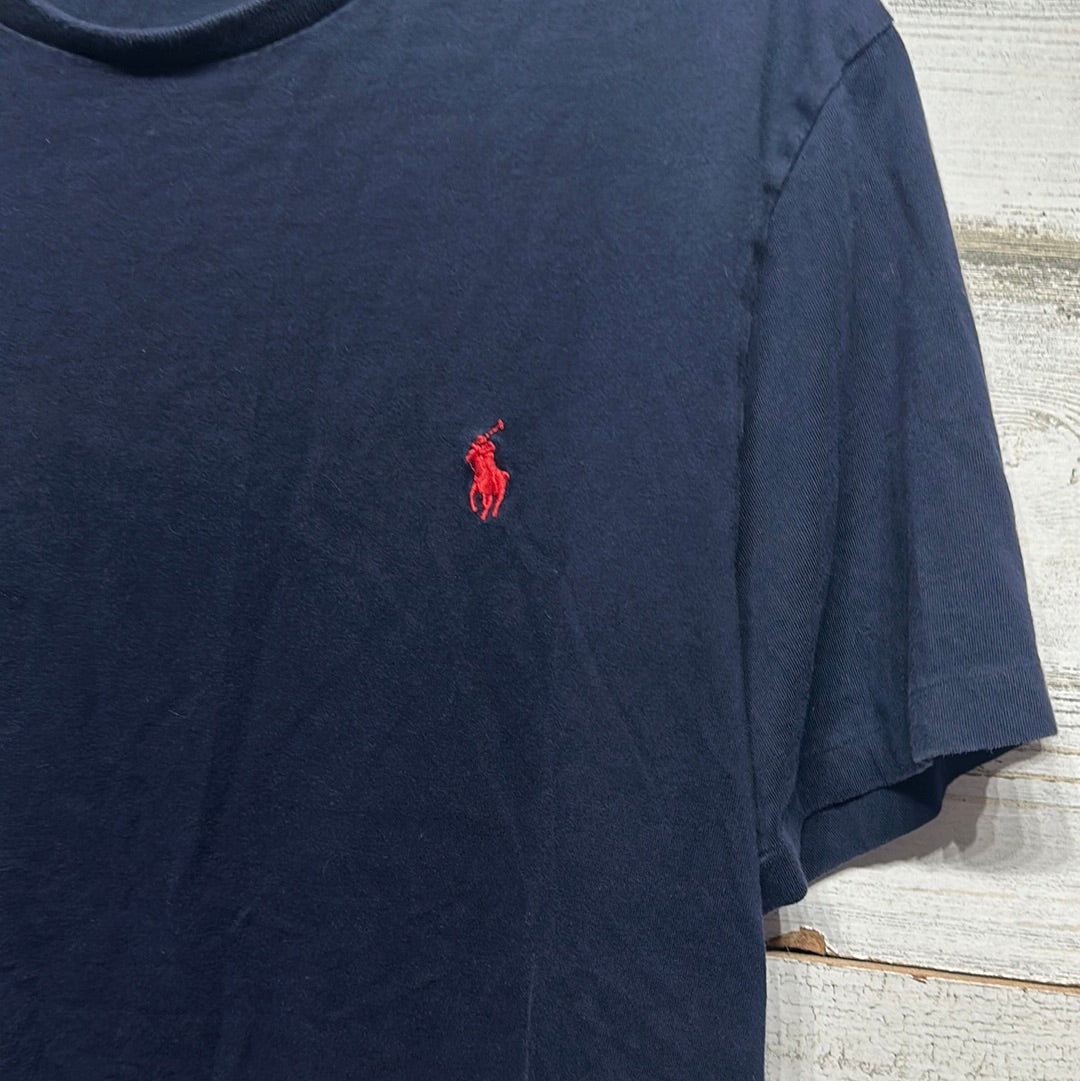 Men's Size Large Polo Ralph Lauren Navy Tee - Good Used Condition