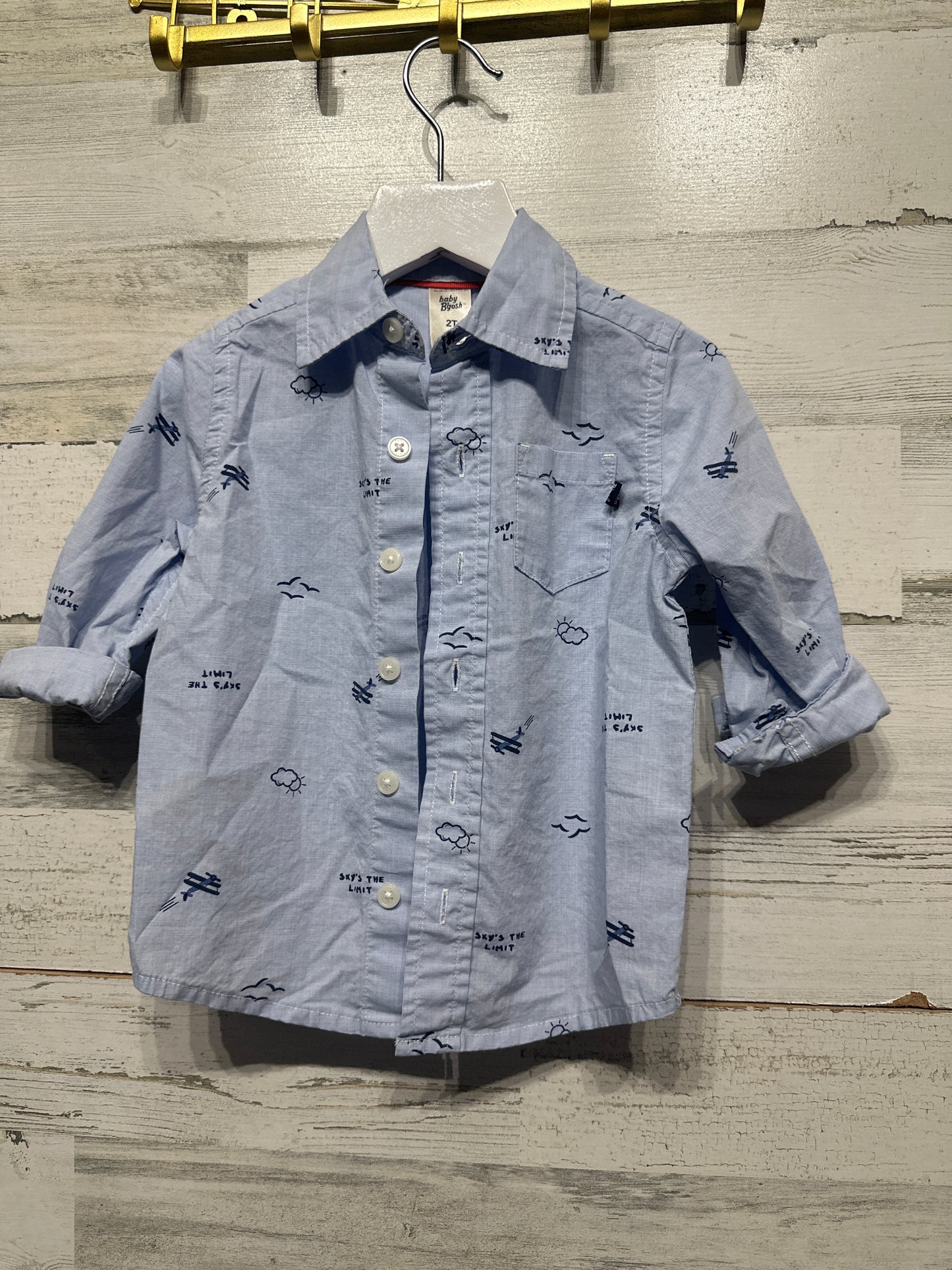 Boys Size 2t Osh Kosh Sky’s The Limit Button Up Shirt - Good Used Condition