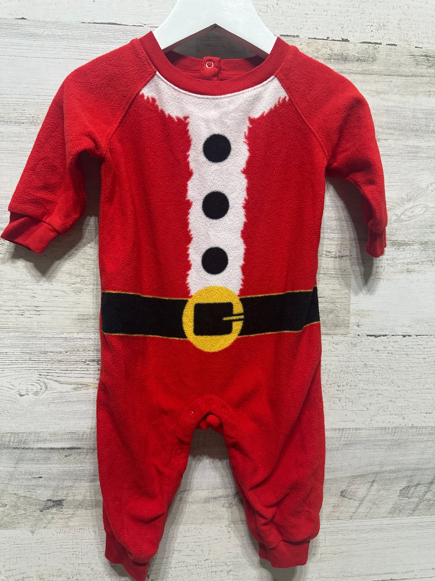 Boys Preowned Size 3-6m Wondershop Fleece Santa Romper - Good Used Condition