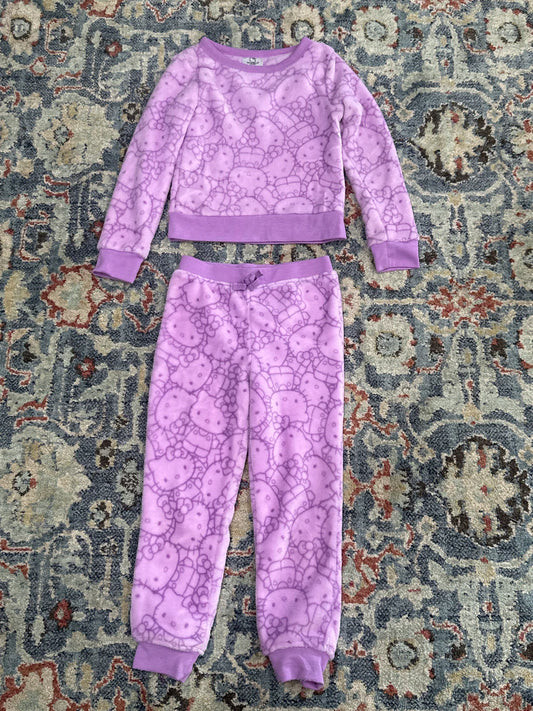 Hello Kitty Girls Size 6 Purple Fleece Pajama Set VGUC
