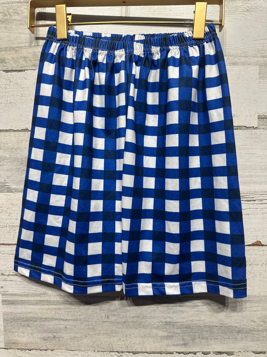 Boys Size 7-8 Blue Plaid Shorts - Good Used Condition