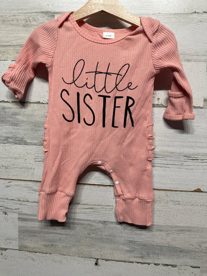 Little Sister Ribbed Ruffle Romper Girls Size 0-3m - Very Good Used Condition