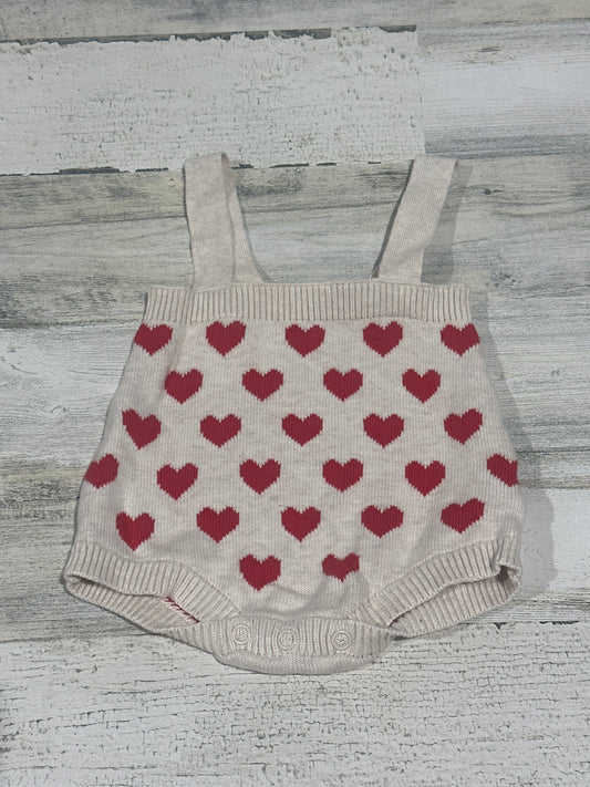 Red Heart Valentines Knit Overall Romper - Cat and Jack - Size 0-3m - Very Good Used Condition