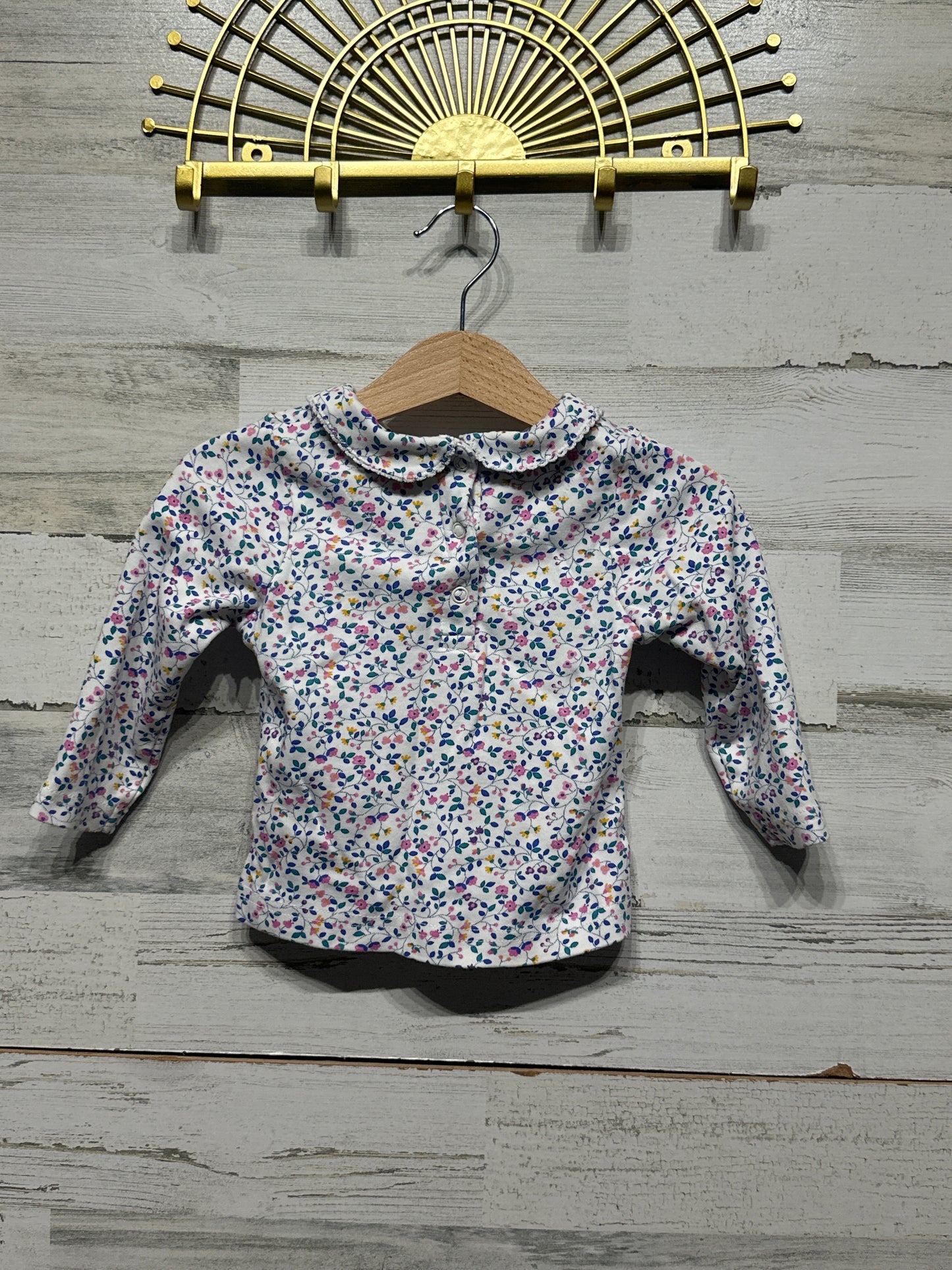 Preowned Girls Size 12-18m Jojo Maman Bebe Floral Collared Shirt  - Good Used Condition