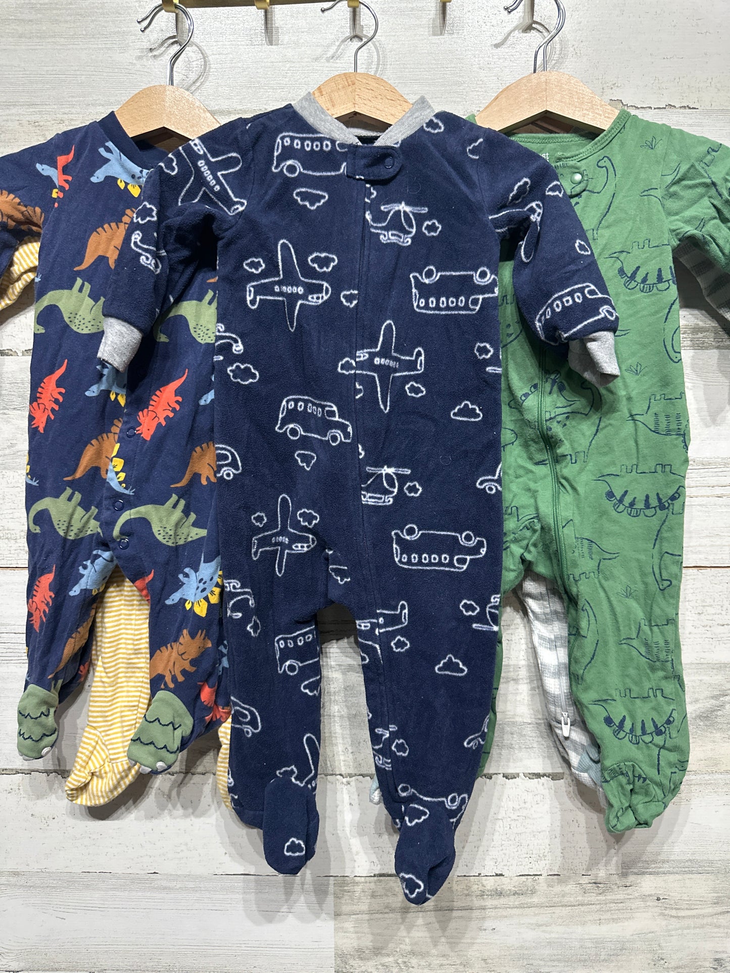 Boys Preowned Size 9m Footed Sleeper Lot (5 Pieces) - Good Used Condition