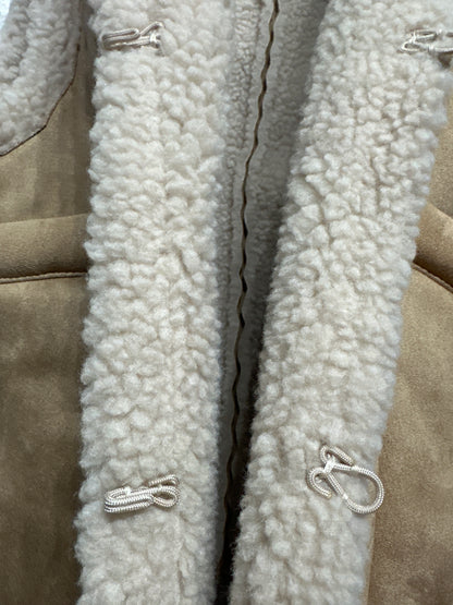 Girls Size 8-9 (130cm) Zara Tan Faux Suede Sherpa Lined Vest - Very Good Used Condition