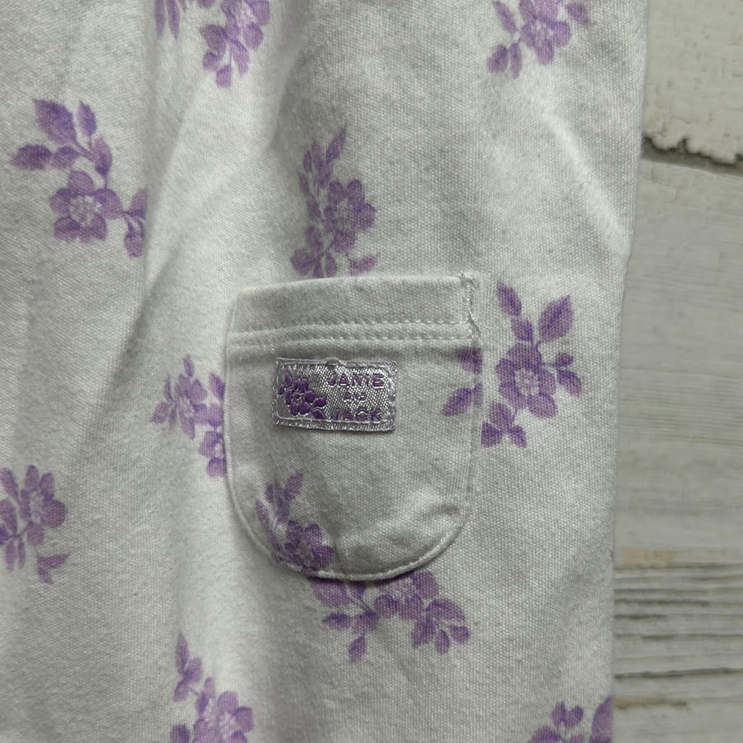 Girls Size 6-12m Janie and Jack Layette Purple Floral Romper - Good Used Condition