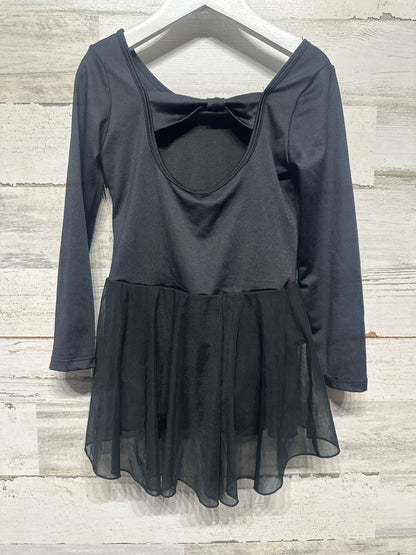 Size 8 Long Sleeve Skirted Black Leotard Dancewear - Very Good Used Condition
