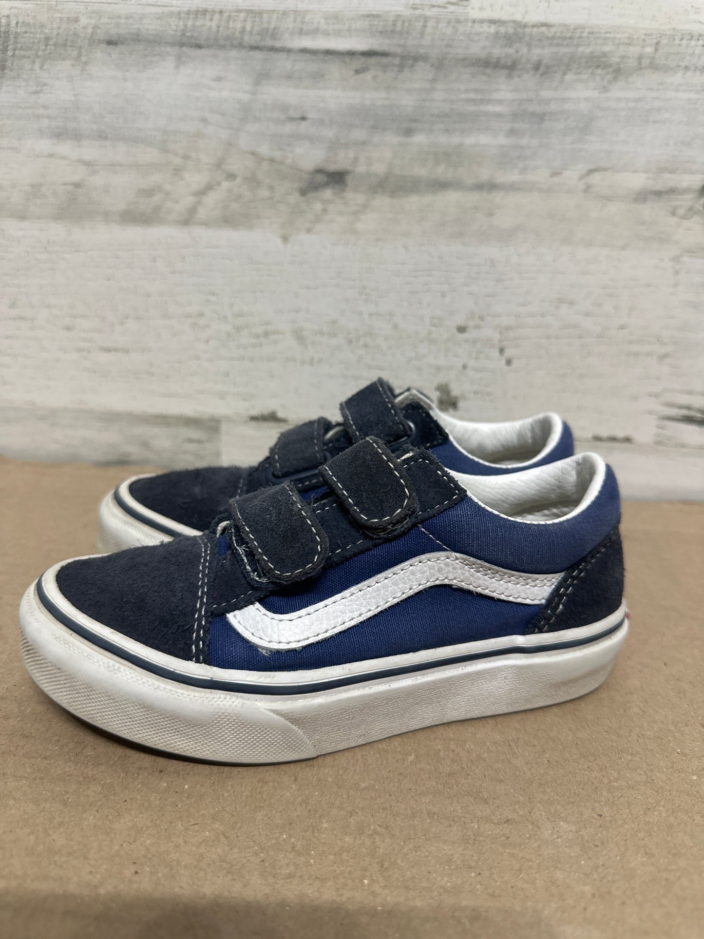 Size 12.5 (Little Kid) Van’s Velcro Blue Shoes - Good Used Condition