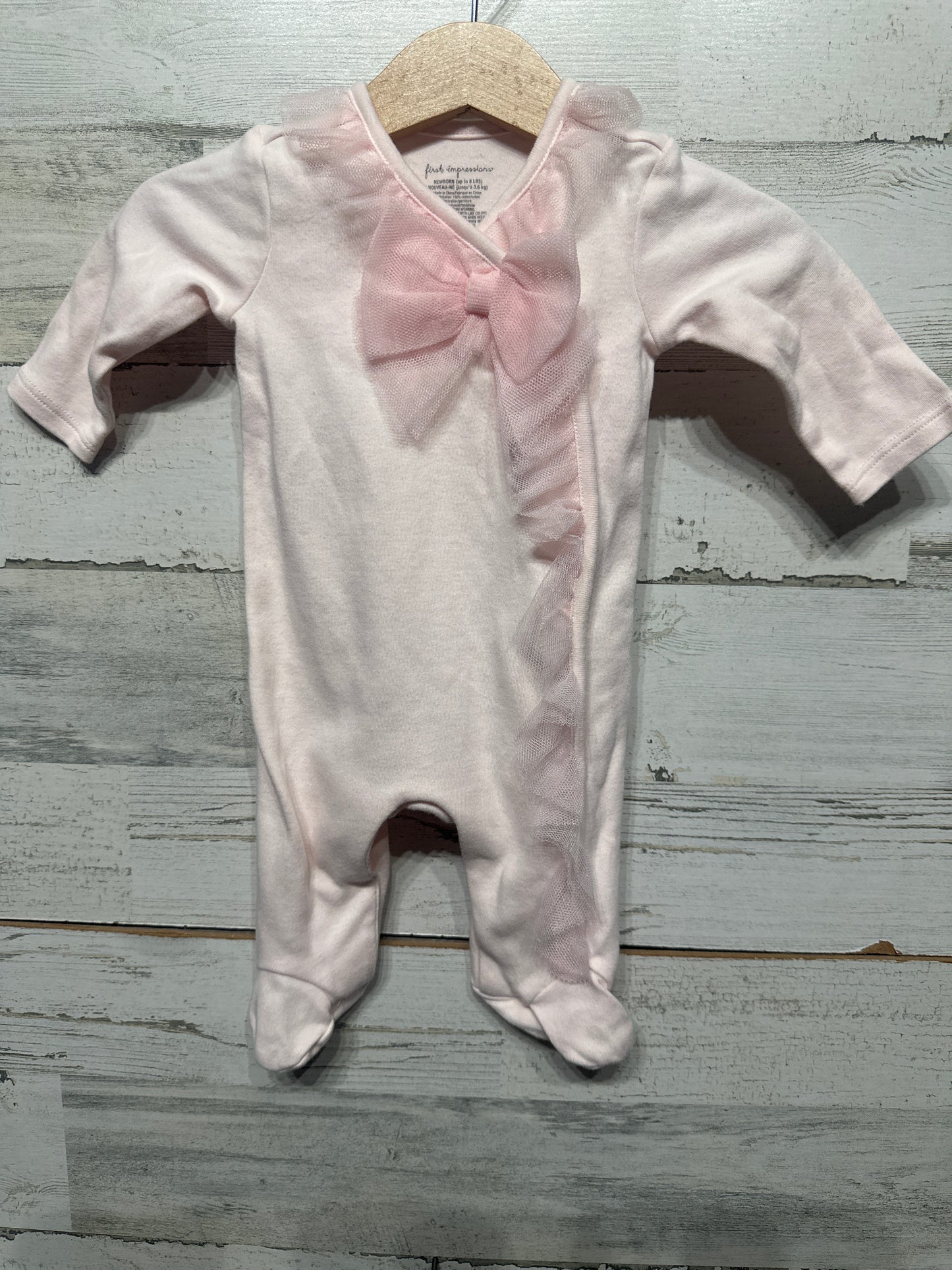 Newborn First Impressions Pink Ruffle Sleeper VGUC