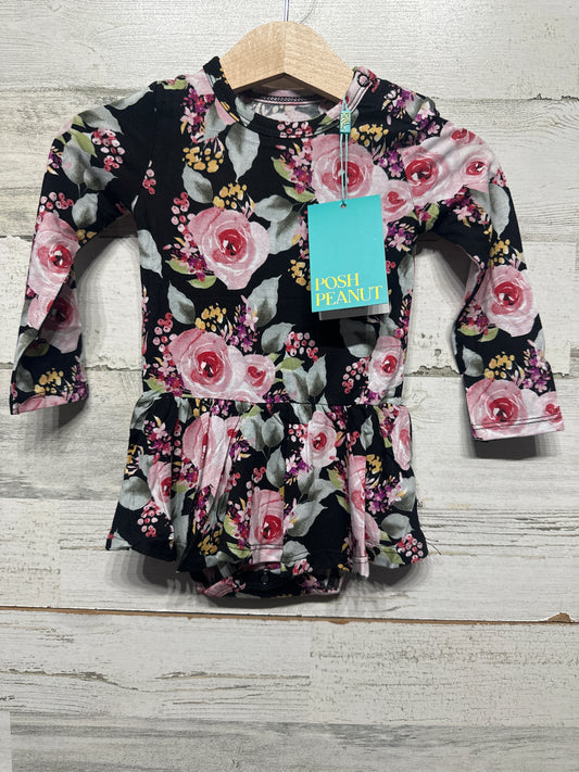 Size 6-12m Posh Peanut Bamboo Milana Long Sleeve Twirl Bodysuit - New With Tags