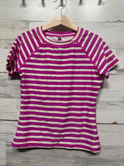 Girls Preowned Size 10 Tea Collection Striped Rash Guard - Good Used Condition