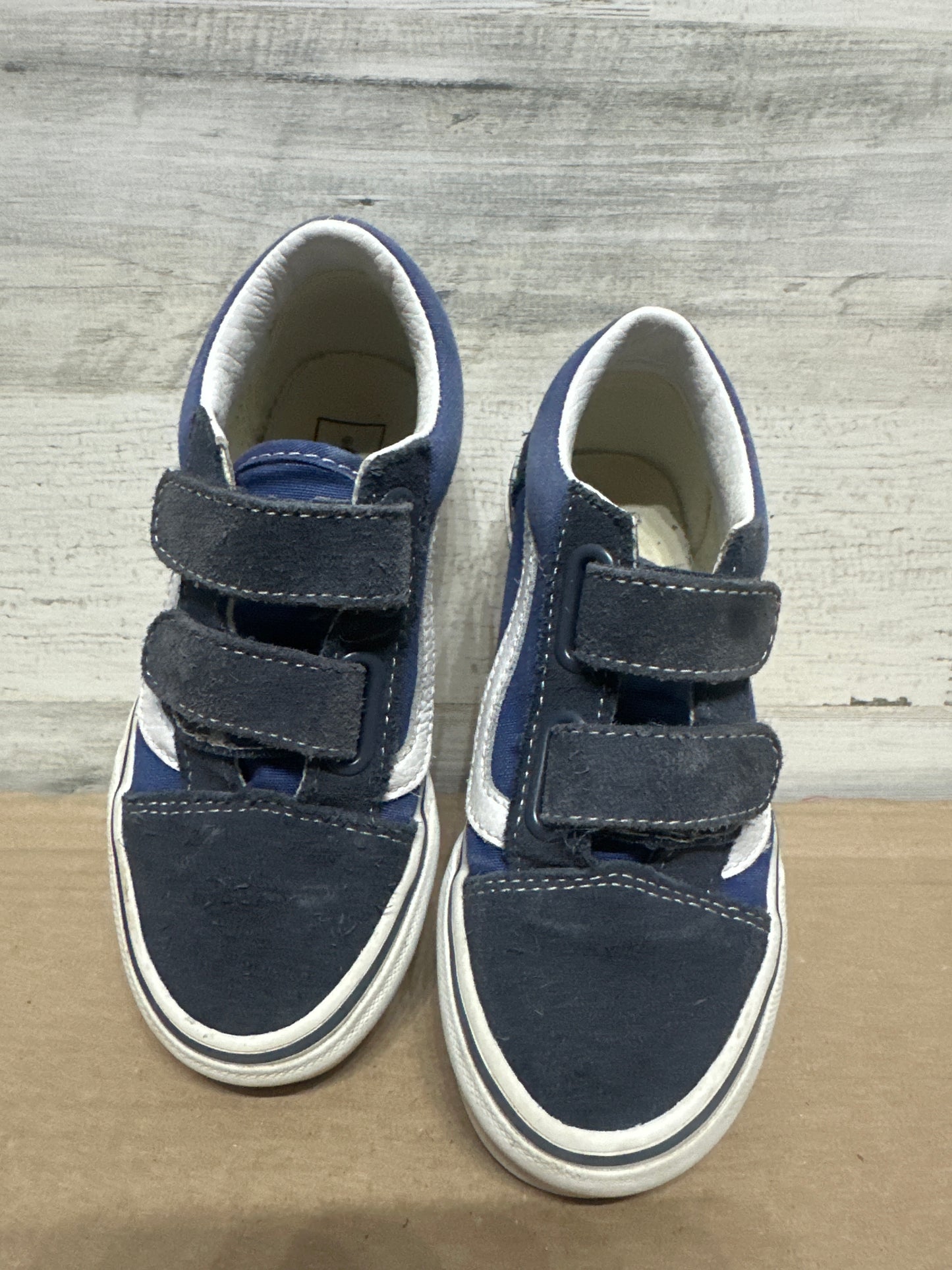 Size 12.5 (Little Kid) Van’s Velcro Blue Shoes - Good Used Condition