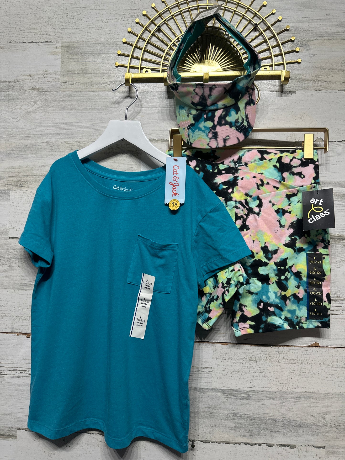 Size 10/12 Large Art Class/Cat and Jack Outfit and Visor Set (3 Pieces) - New With Tags