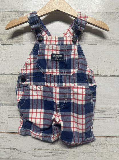 Boys Size 6m Osh Kosh Plaid Overalls - Good Used Condition