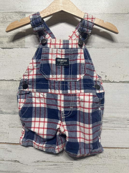 Boys Size 6m Osh Kosh Plaid Overalls - Good Used Condition