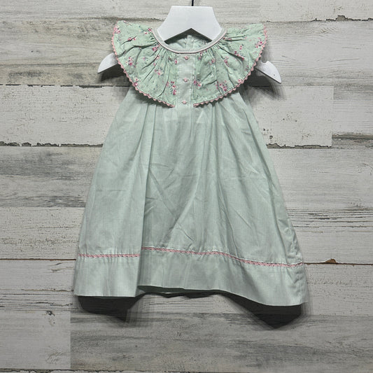 Girls Size 9m Petit Ami Light Green/Floral Dress - Good Used Condition