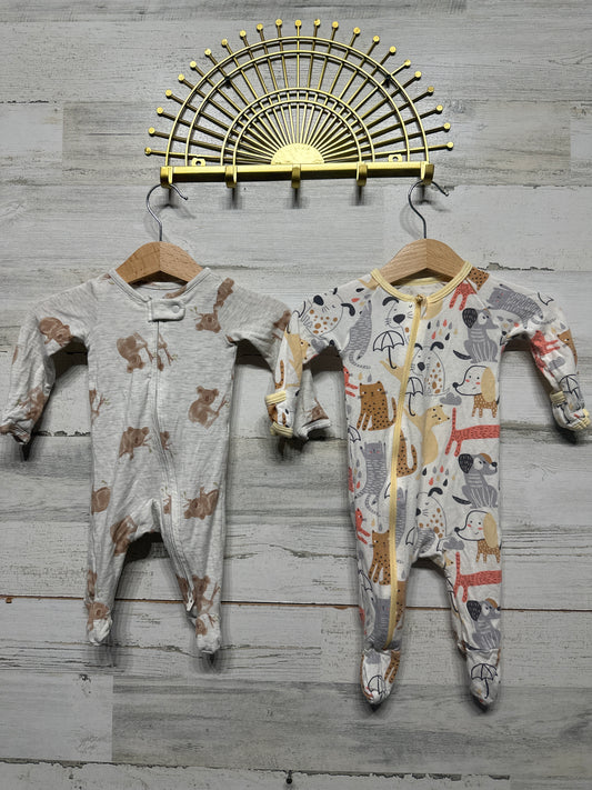 Newborn Soft Modal Bamboo Footed Sleeper Lot - 2 Pieces - GUC