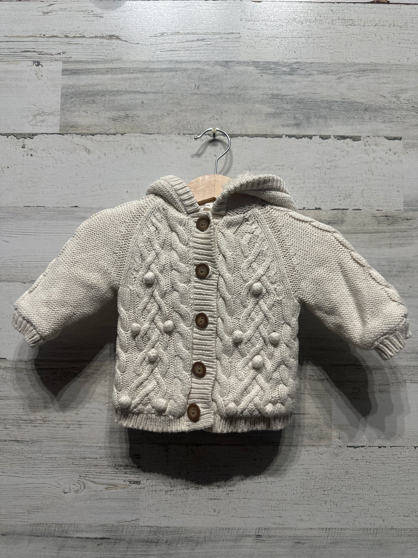 0-3m John Lewis Fleece Lined Hooded Cardigan - Good Used Condition