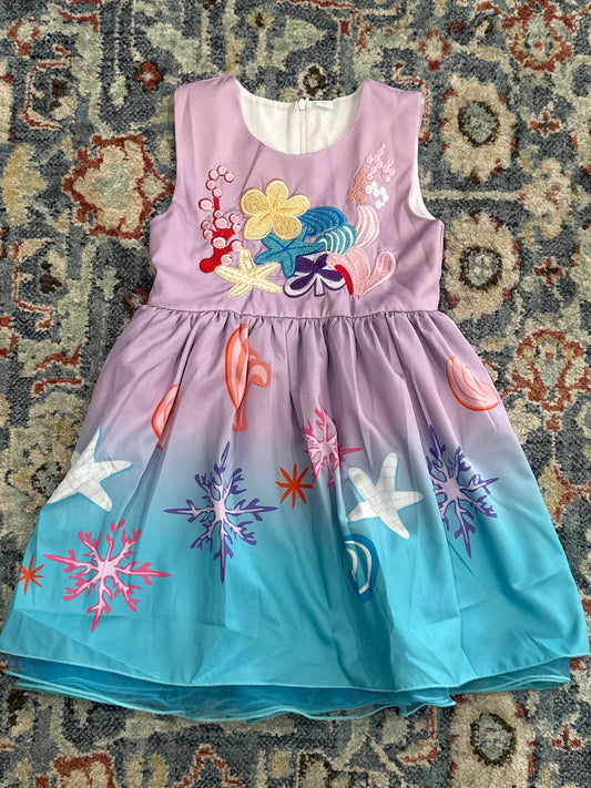 Girls Size 6 Embroidered Under The Sea Dress VGUC