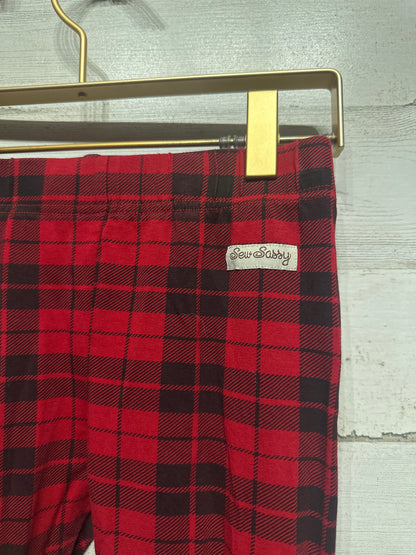 Sew Sassy Plaid Ruffle Leggings - Red and Black Girls Size 8 - Very Good Used Condition