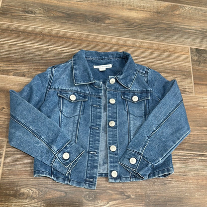 Girls Preowned Size Large (10) Poured In Blue Sequin Backed Denim Jacket - Very Good Used Condition