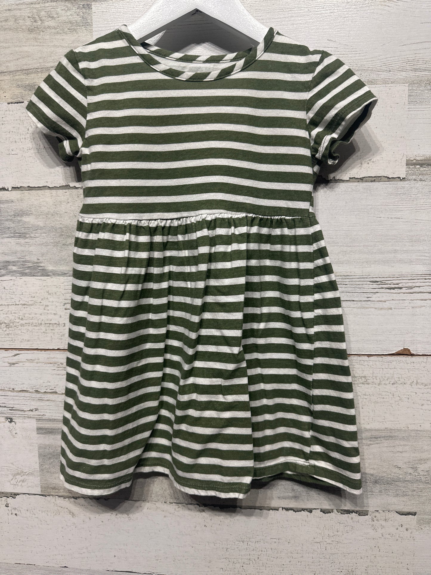 Girls Size 5t Old Navy Green Striped Dress - Very Good Used Condition