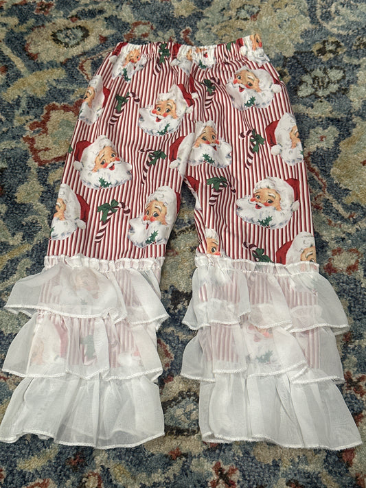 Holiday Ruffle Santa Pants - Fits Like Girls Size 3t/4t - Very Good Used Condition