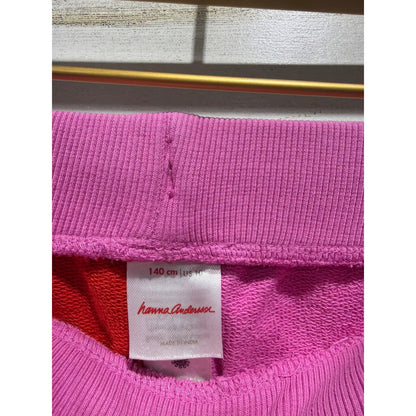 Hanna Andersson Sweatshirt Jogger Set Girls 10 Pink Red Colorblock Scandi EUC6