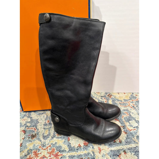 Arturo Chiang Riding Boots Women 8MW Black Leather Wide Calf Classic *Flawed0