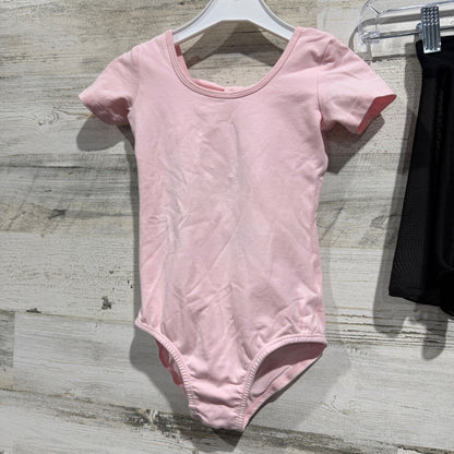 Motionwear Leotard and Skirt Set Girls 3T/4T Pink Black Polyester Ballet Flawed*1