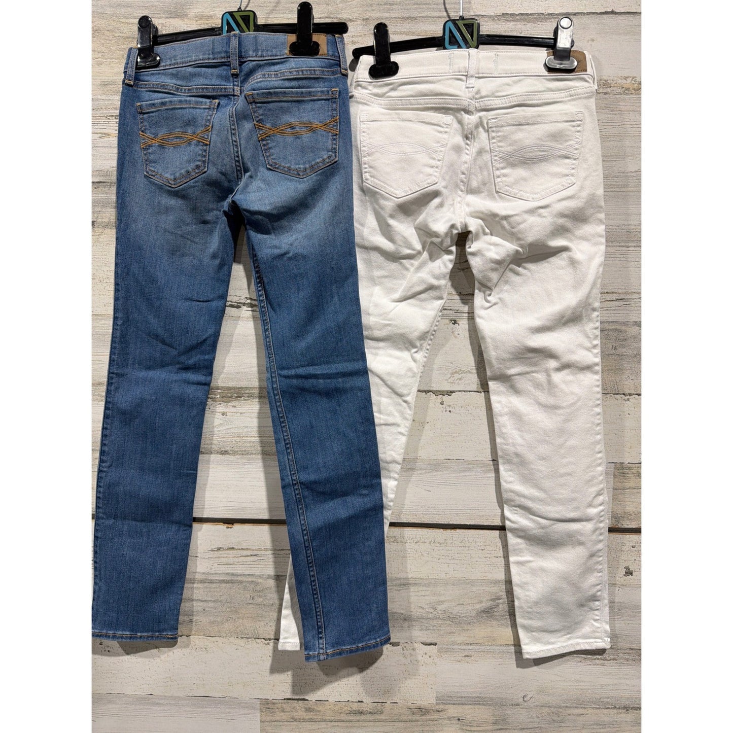 Abercrombie Kids Jeans Bundle Girls 11/12 Blue White Distressed Adjustable Waist3
