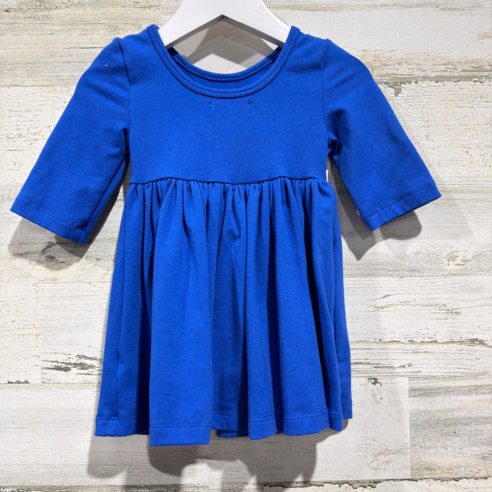 Mila and Rose Twirl Dress Girls 6-12M Blue Long Sleeve Solid Basic EUC1