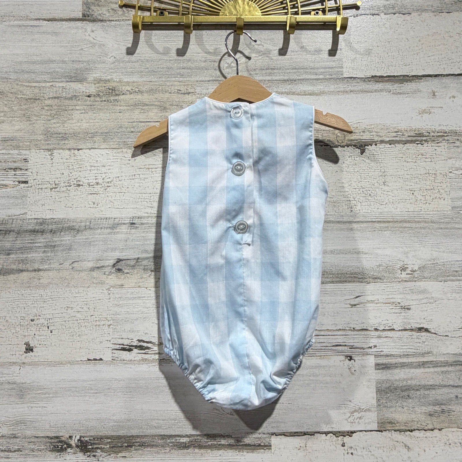 The Beaufort Bonnet Company Bubble Girls Mongrammed WFW 12/18M Blue Gingham4