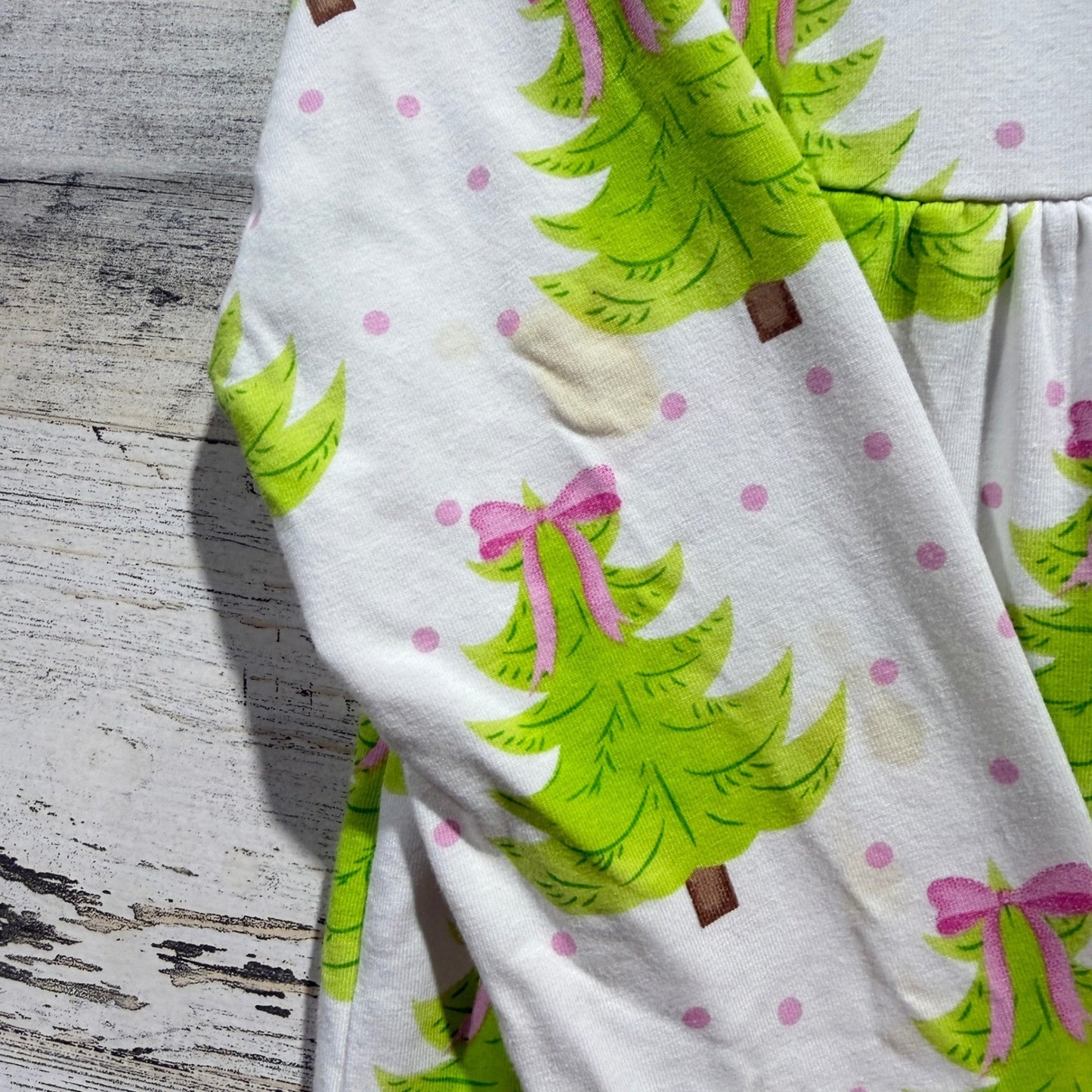 Busy Bees Smocks Dress Girls 5 White Christmas Tree Holiday Knit *Flawed3