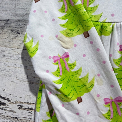 Busy Bees Smocks Dress Girls 5 White Christmas Tree Holiday Knit *Flawed3