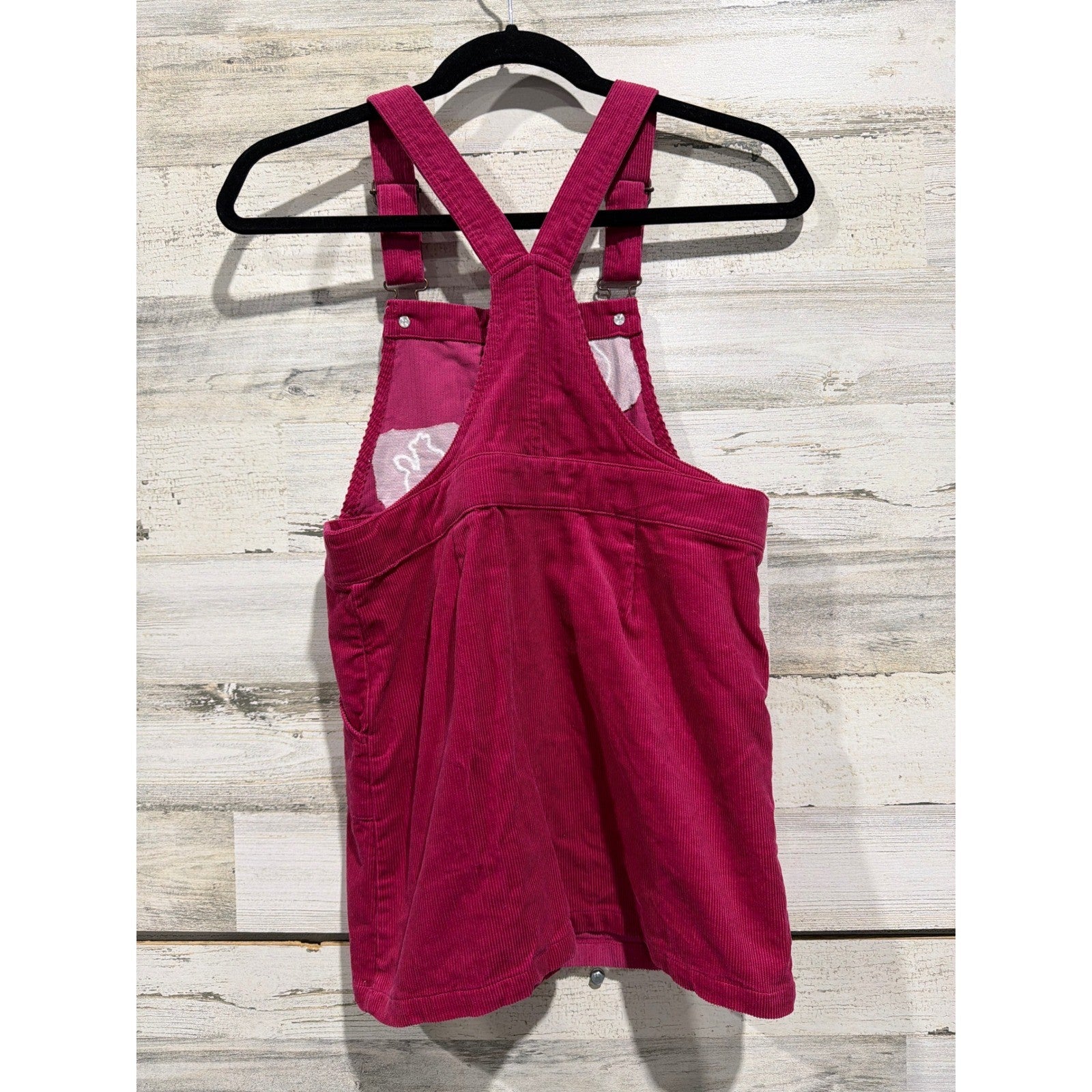 Disney Toy Story Girls 7/8 Pink Corduroy Overall Dress Jessie Forky EUC3